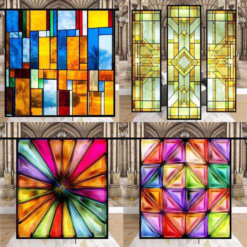 欧式玻璃贴膜复古卫生间餐厅贴纸贴花透光不透明遮光防晒遮阳