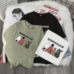 Cartoon T-shirt for women thickened frosted loose short sleeve lovely girl's top half sleeve