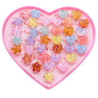 Children's ring, female princess, cute glitter star, love sequin, girl's jewelry, ring, toy gift stall