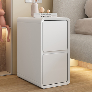 奶油风烤漆实木迷你小型超窄儿童床头柜现代简约轻奢夹缝床边柜子