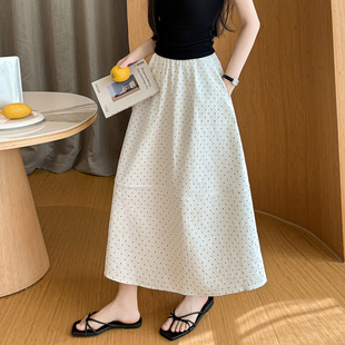 2026春夏新款 波点花苞裙 设计感牛仔休闲a字半身裙女松紧腰中长款