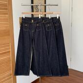 八方来财自制 子 女春秋宽松巨瘦百搭口袋裤 有型好看 金扣牛仔裤