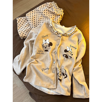 米奇印花德绒长袖睡衣女秋冬季