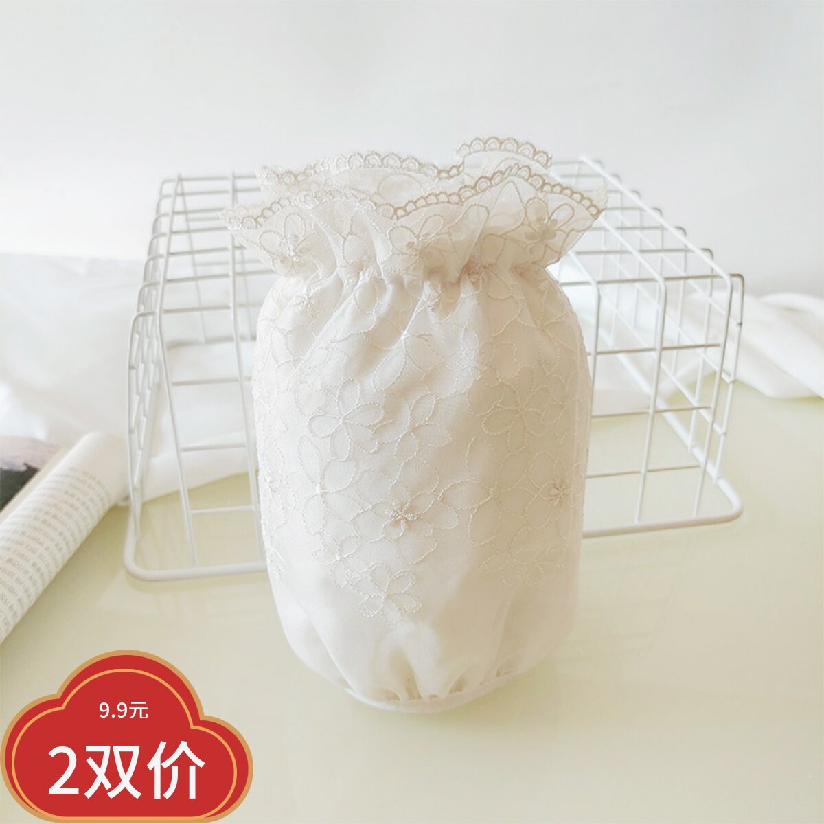 女士秋冬韩版蕾丝短袖头白色韩式学生羽绒服防污网红短款袖套双层