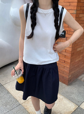 OOKSTUDIOS白色百搭基础款圆领背心女2026夏季新款T恤宽松#3197J