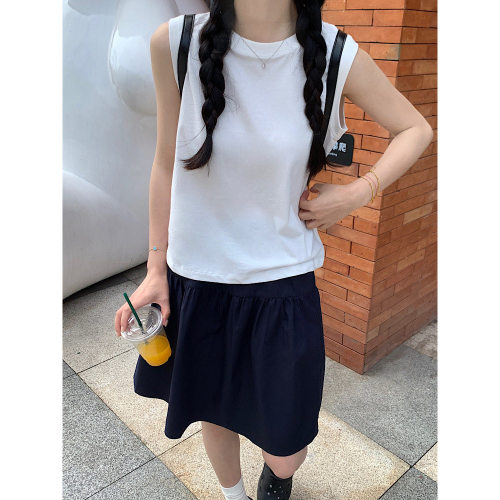 OOKSTUDIOS白色百搭基础款圆领背心女2026夏季新款T恤宽松#3197J