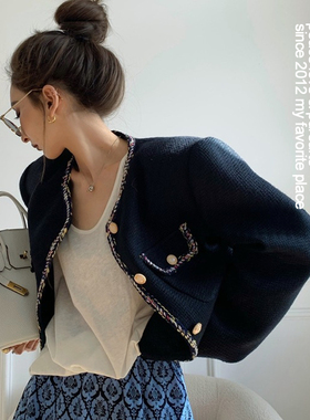 PS法式复古小香风外套2021秋季新宽优雅时尚气质宽松编织名媛西装