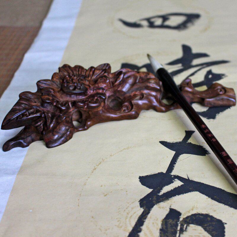 复古天然红木雕刻笔搁