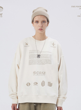 SCRM 19AW 卫衣男秋冬新款宽松国潮卫衣潮牌ins 情侣潮流套头外套