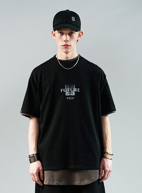 OREM ONE (SCRM)时间玻璃杯艺术印花潮流宽松情侣短袖圆领T恤