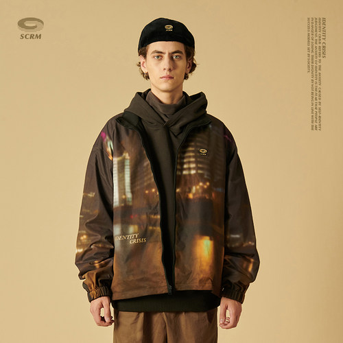 scrm20aw城市景象艺术宽松风衣