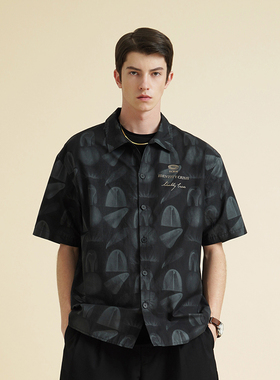 SCRM 20SS 国潮衬衫夏男女纯棉满幅印复古古巴衬衣宽松艺术夏威夷
