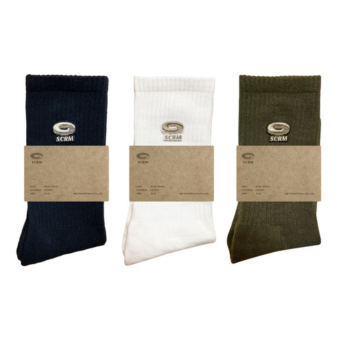 刺绣长袜袜子SCRMLOGO纯棉