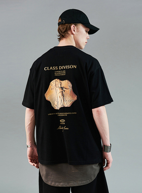 OREM ONE (SCRM) 短袖T恤男夏纯棉金币艺术印花潮流宽松情侣圆领