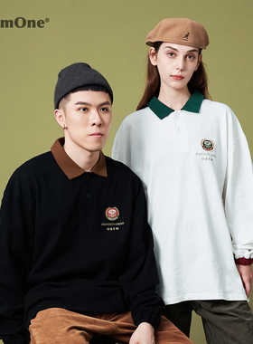 OREM ONEpolo衫长袖t恤春秋新款宽松翻领刺绣潮牌polo衫男潮ins