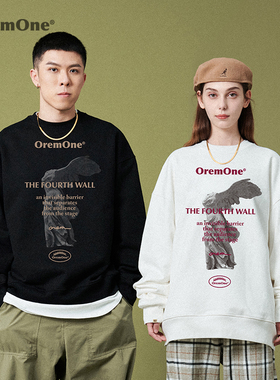OREM ONE 卫衣男春秋新款潮牌圆领情侣卫衣国潮ins宽松套头外套