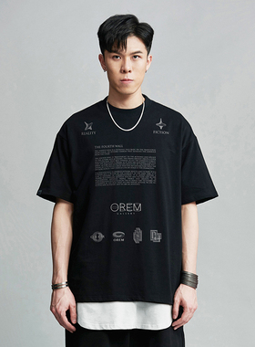 OREM ONE (SCRM) 第四堵墙概念艺术印花潮流宽松情侣短袖圆领T恤