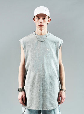 OREM ONE (SCRM) 循环刺绣LOGO弧形下摆坎肩潮流宽松圆领背心