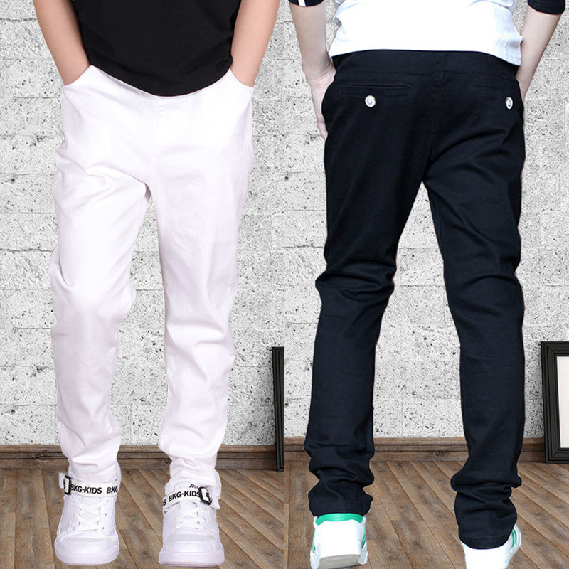 童装儿童学院风休闲裤2025春款中大童黑色白色裤子高腰深裆男女童