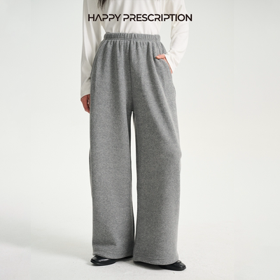 HappyHappy Prescription 温柔触感毛巾料抽绳两穿加绒卫裤束脚裤