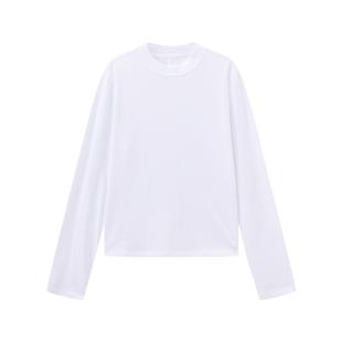 Happy Prescription 纯棉螺纹小立领长袖T后片分割线设计微透感