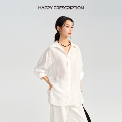 设计师简约亚麻衬衫气质通勤