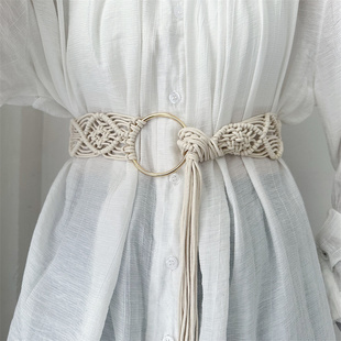 波西米亚编织民族风腰绳女新款 配连衣裙子系带腰链高级感麻绳皮带