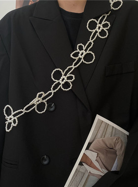 珍珠腰链百搭韩版女ins配衬衫西装装饰连衣裙子斜跨背带甜美肩带