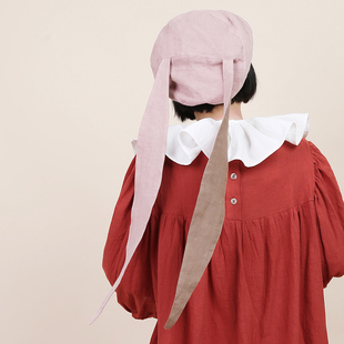 织布云麻麻原创亚麻兔耳帽女夏季 Y252 防晒帽子可爱少女帽薄款