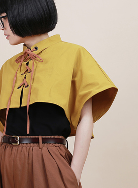 织布云麻麻原创设计无袖披肩小坎肩百搭夏季女士外搭装饰披肩Y183