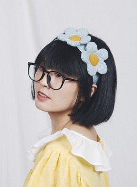织布云麻麻原创设计花朵发带发箍亚麻发圈创意可爱女懒人发饰Y129