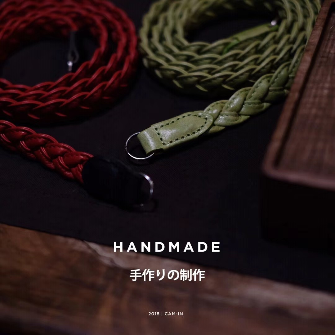 cam-in 手工编织马油皮真皮微单相机背带肩带 适用徕卡索尼富士