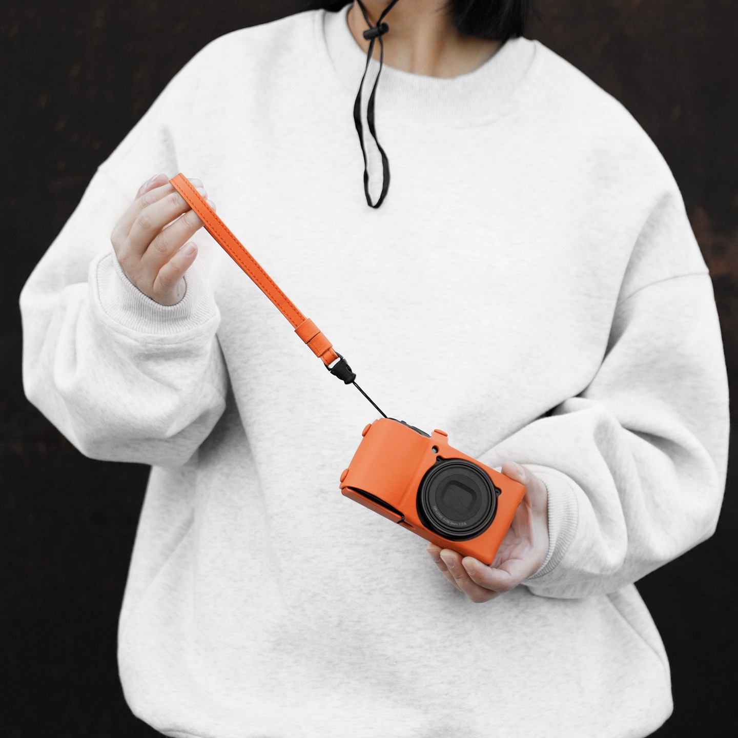 cam-in swift牛皮真皮快拆式细绳相机手腕带 适用于理光GR黑卡