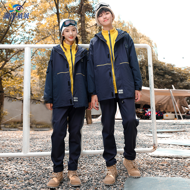 女童中小学生秋冬季加绒校服套装