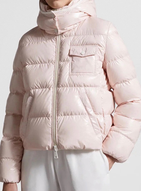 纯Y 2024冬季连帽亮面漆面羽绒服女短款加厚白鹅绒保暖外套