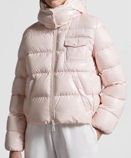 纯Y 2024冬季连帽亮面漆面羽绒服女短款加厚白鹅绒保暖外套