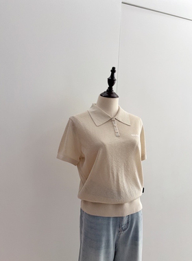 南油高定 老钱风miu系经典系列小众金线翻领提花字母短袖polo衫