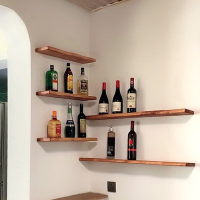 纯实木一字板墙上置物架