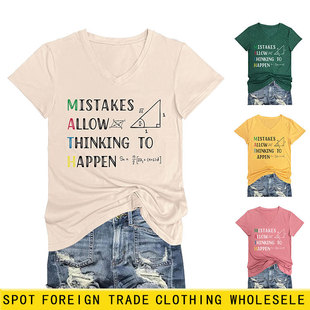 mistakes allow thinking to happen夏季V领短袖ebay现货舒适T恤