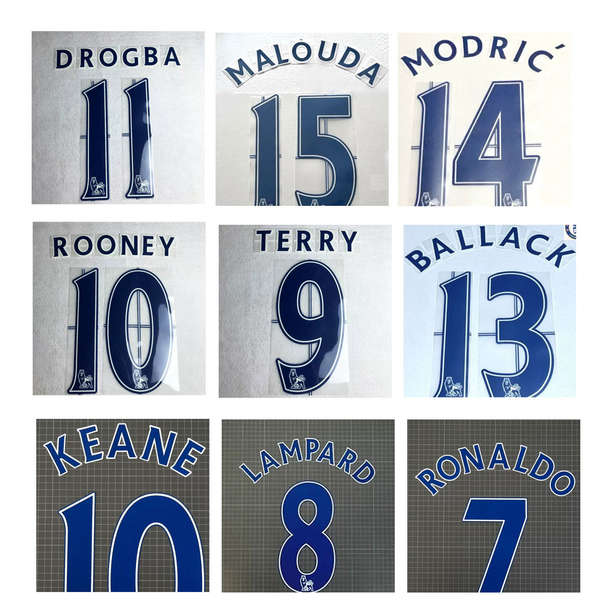 2007-2013英超蓝色植绒印号罗纳尔多兰帕德阿奎罗热转印定制印字