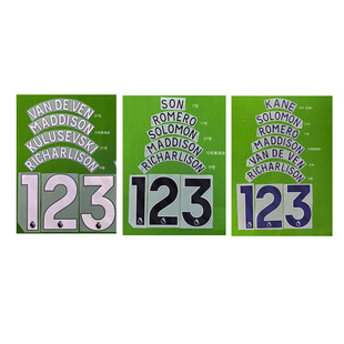 2025英超热刺印字印号9号里沙利松麦迪逊约翰逊范德芬热转印印号