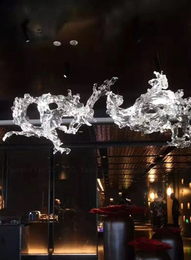 酒店宾馆会所透明水花艺术吊饰
