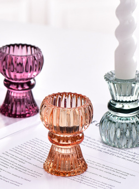 欧式创意玻璃烛台浪漫烛光晚餐婚礼宴会酒店家用香薰蜡烛台摆件
