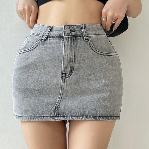 性感辣妹高腰牛仔A字裙短裙裤女
