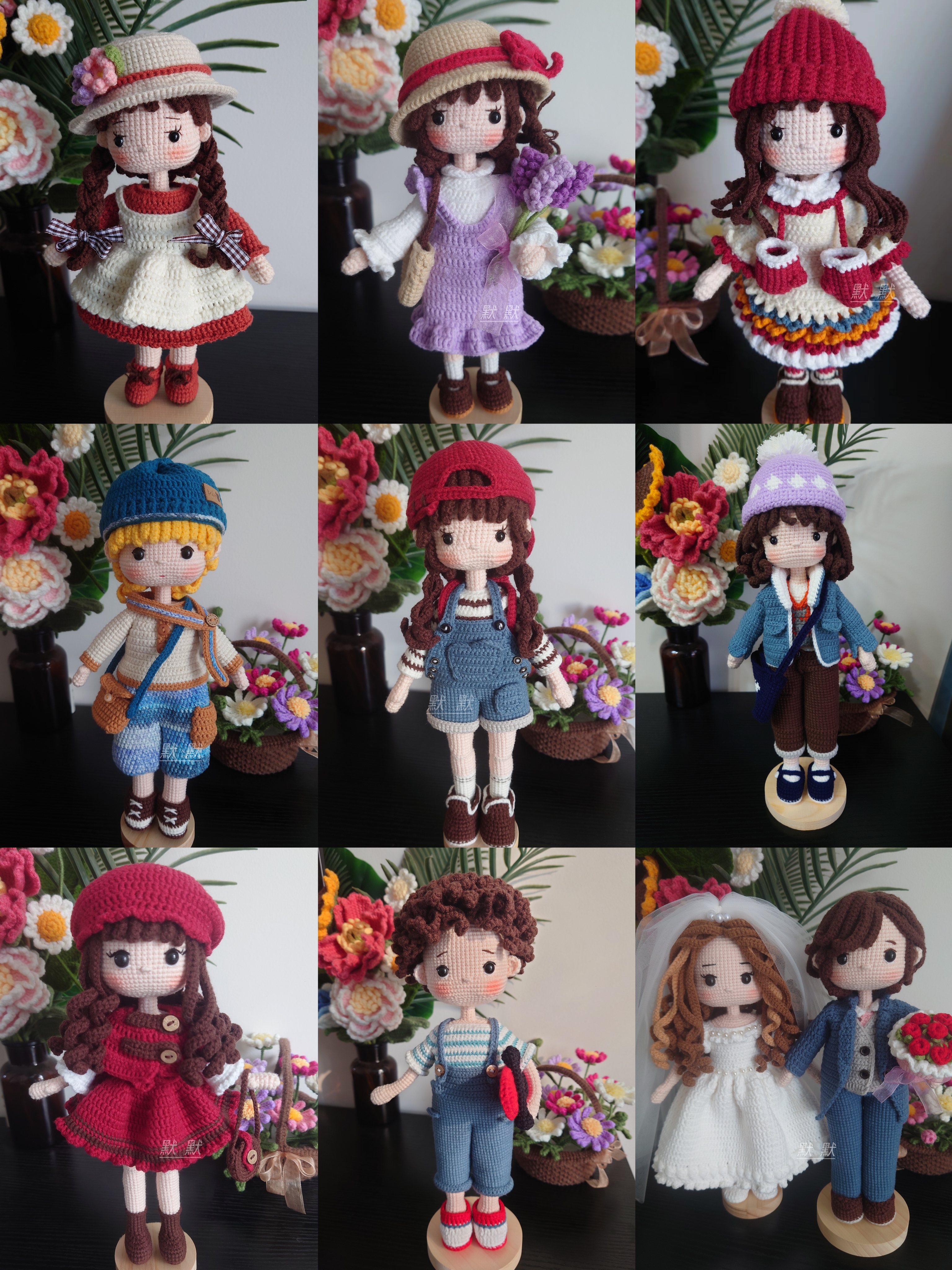 成品Diy人偶娃娃摆件可爱女孩衣服可穿脱毛线钩针手工玩偶