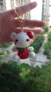 成品 手工编织毛线可爱hellokitty凯蒂猫挂件钥匙扣小猫闺蜜礼物