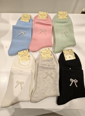 tutuanna 26年春季新款珍珠蝴蝶结短袜多色可选舒适透气款