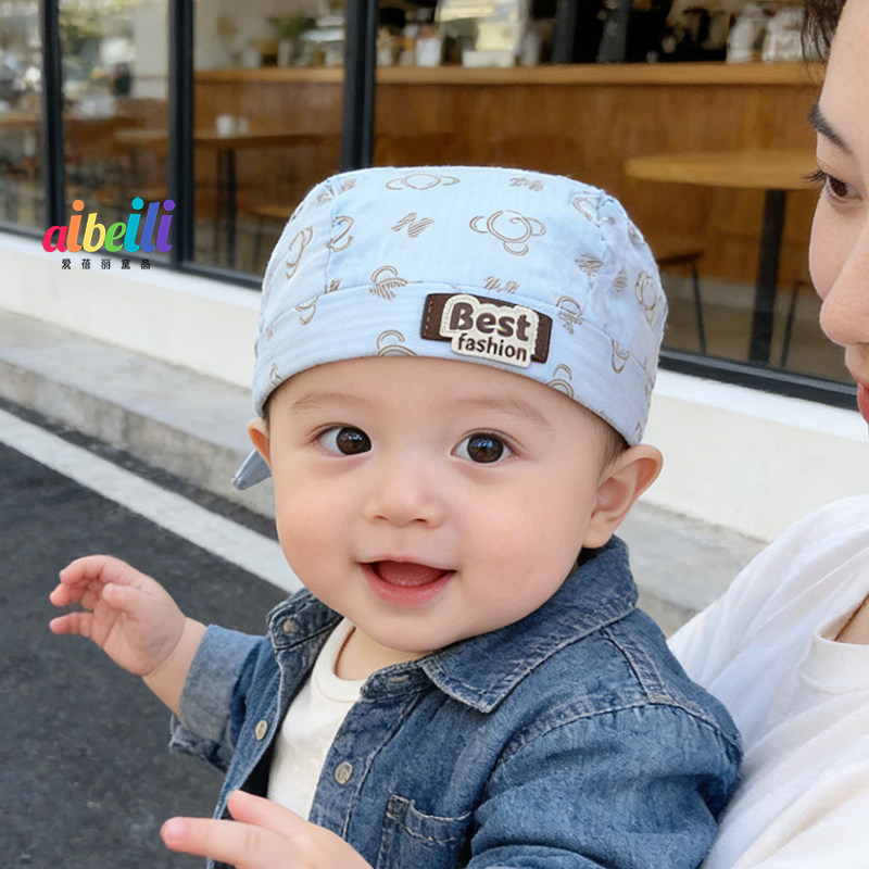 男女宝宝海盗帽6个月可爱春秋季婴儿帽1岁小童薄款双层蓓蕾帽超萌