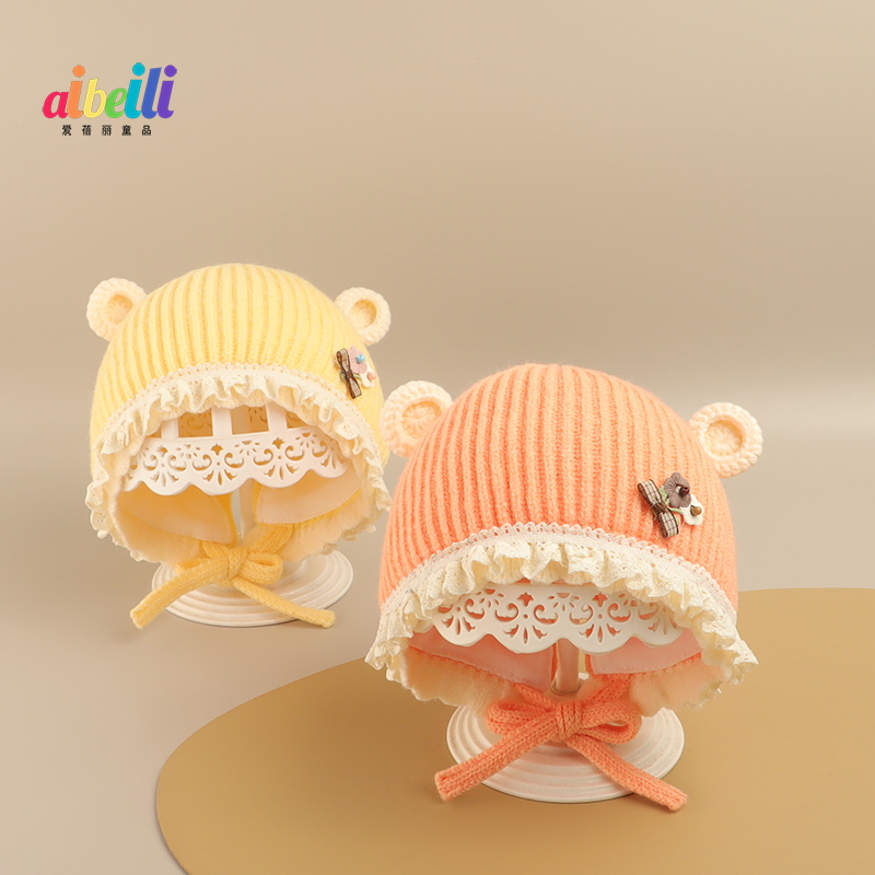 新生儿毛线帽可爱针织超萌公主帽