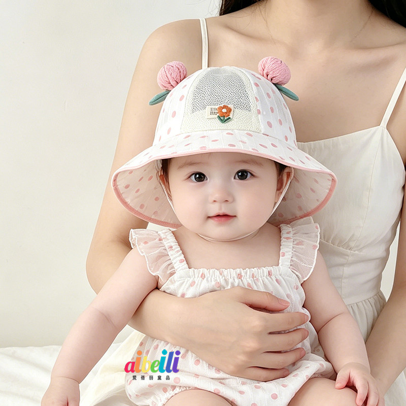 女童夏季渔夫帽大檐防晒网眼儿童图片